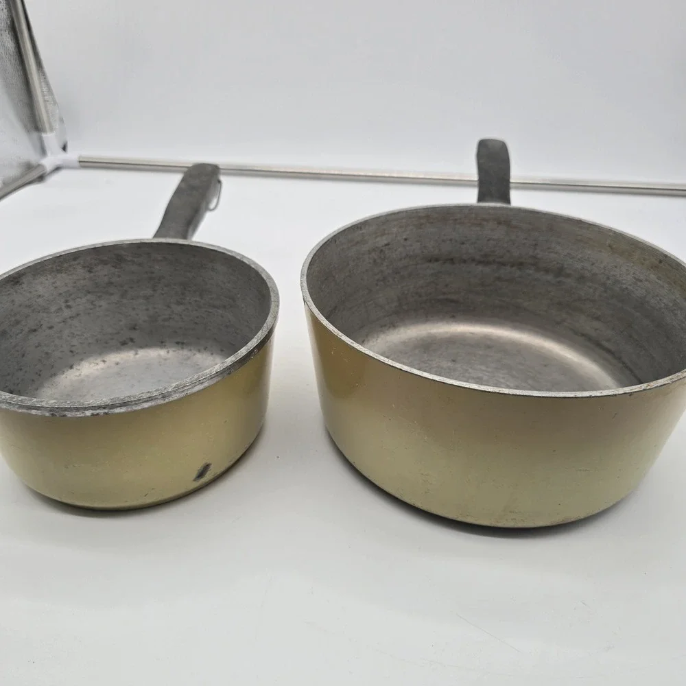 2 VTG Club Yellow Harvest Gold Thick Cast Aluminum Cookware 2 Quart‎ & 3 Quart